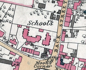 The schools on a map of 1884